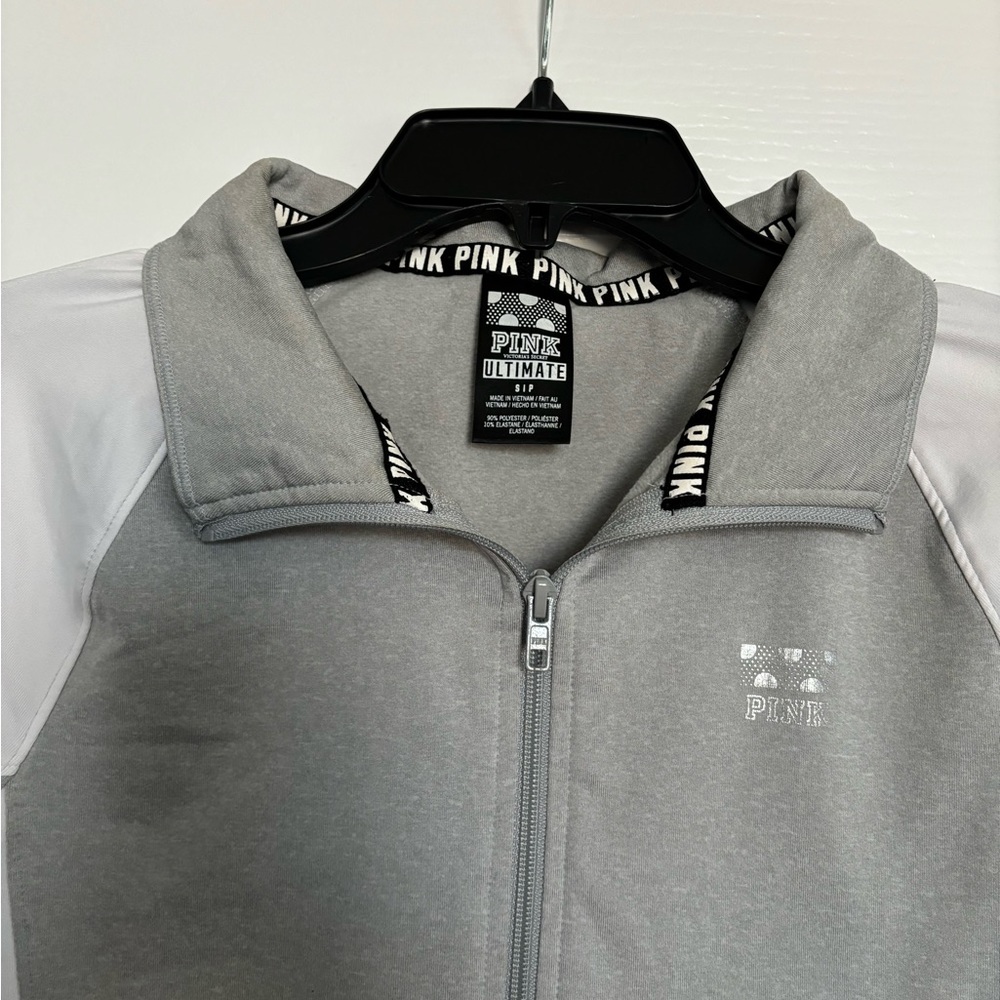 Victorias Secret PINK grey and white quarter zip.